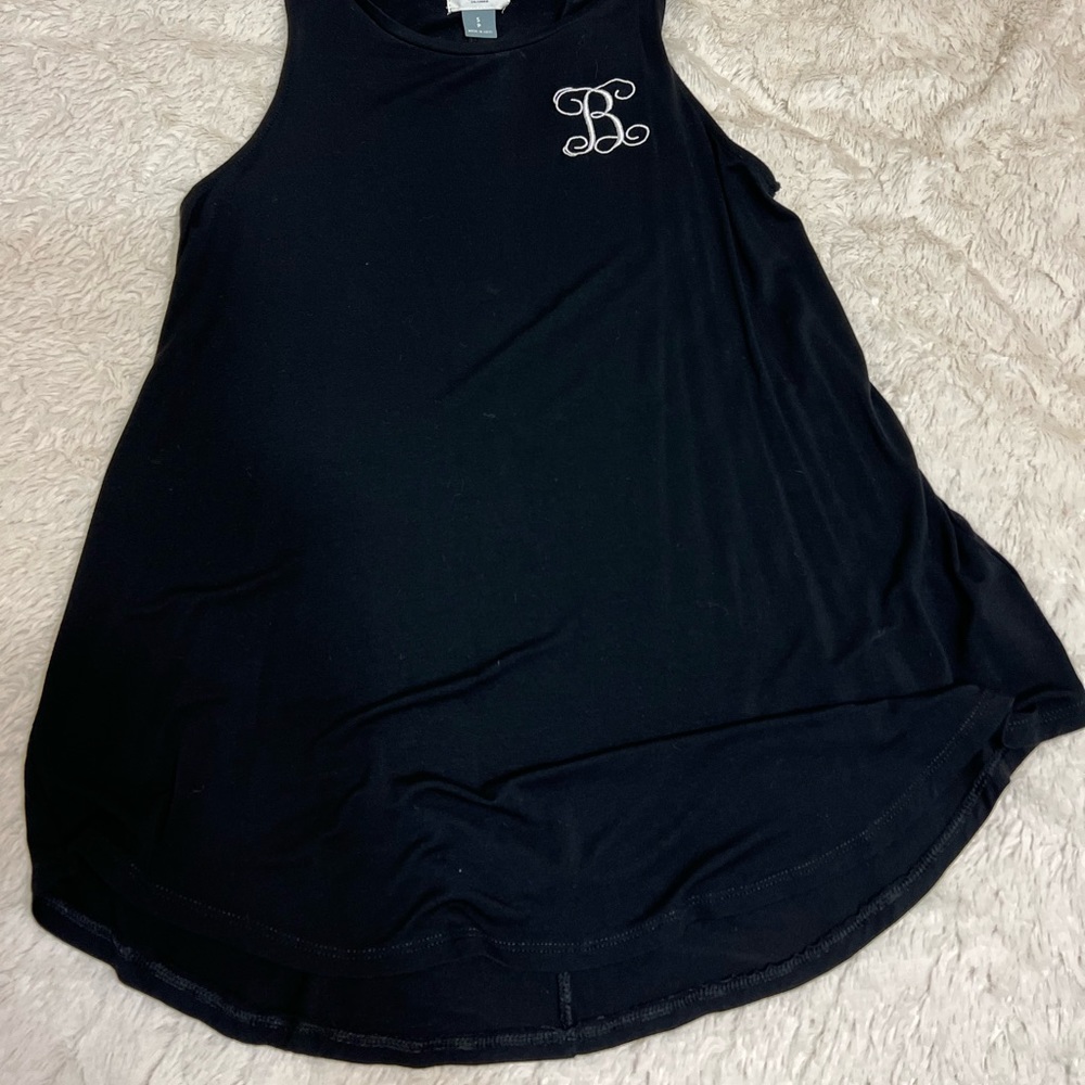 Embroidered black tank top